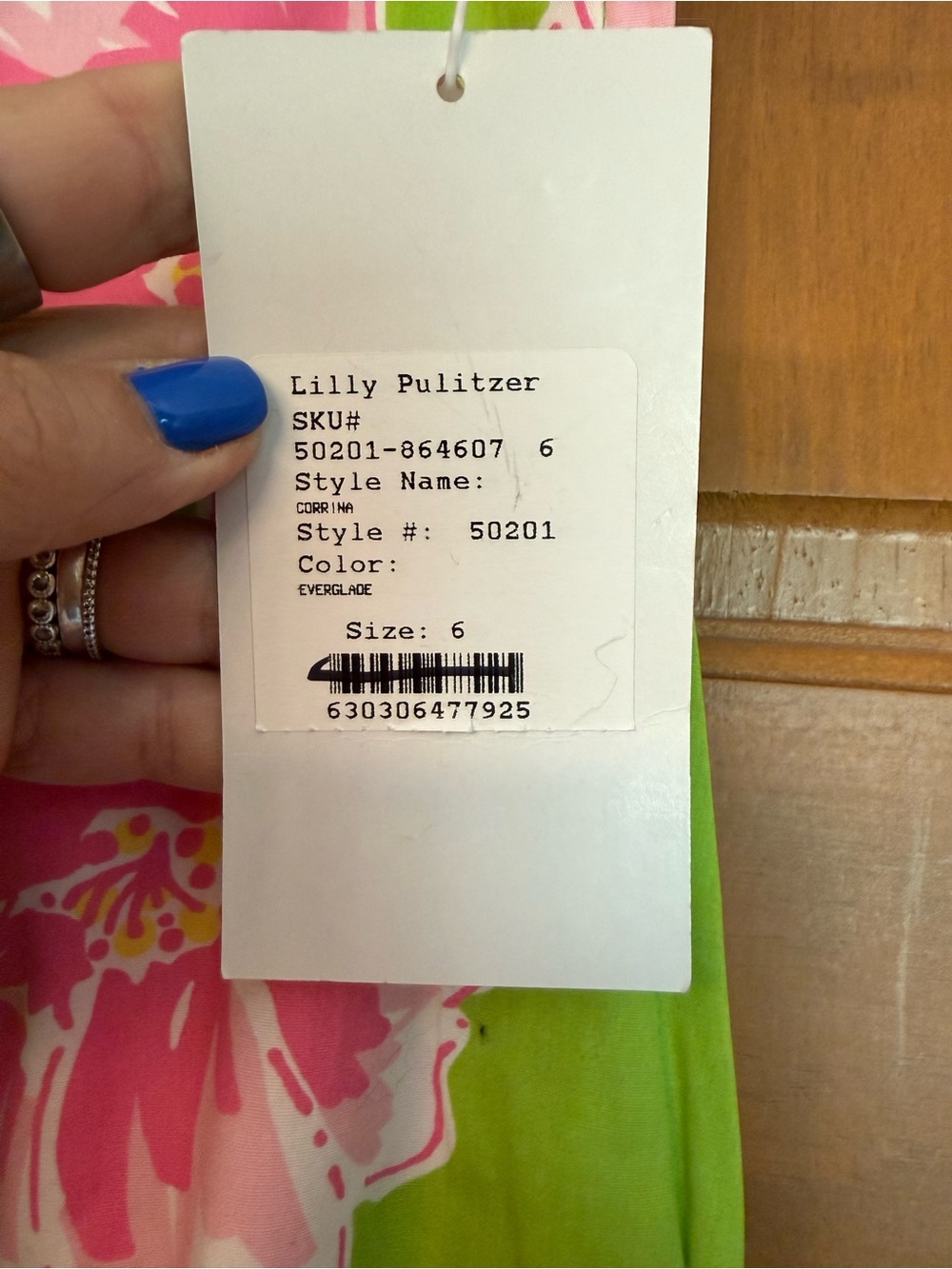 NWT Lilly Pulitzer Green Dress with Pink Floral Print - Picture 3 of 4